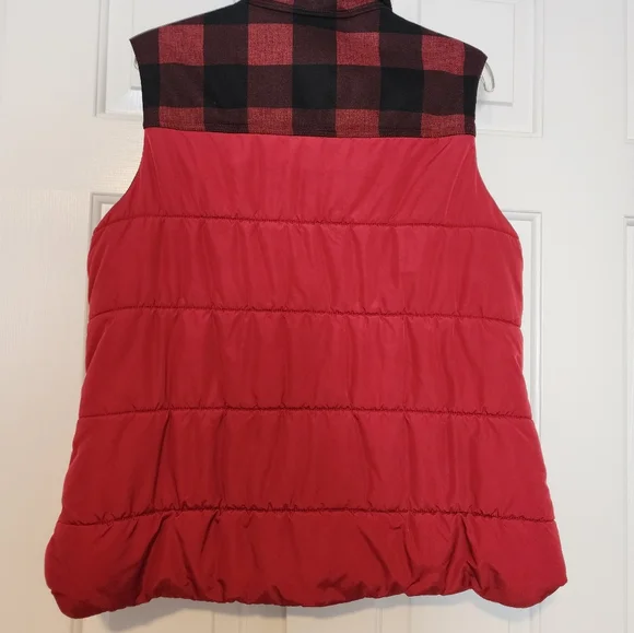 Eddie Bauer Red Buffalo Plaid Men's Puffer Vest  Size XL - Picture 2 of 6